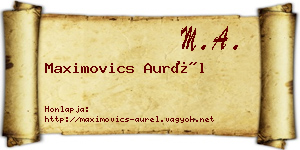 Maximovics Aurél névjegykártya
